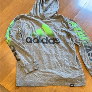Adidas Gray Hoodie with Green Logo